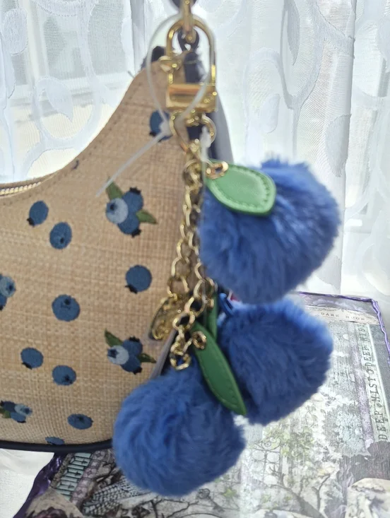 Betsey Johnson Straw Blueberry Shoulder Bag - Picture 4 of 7